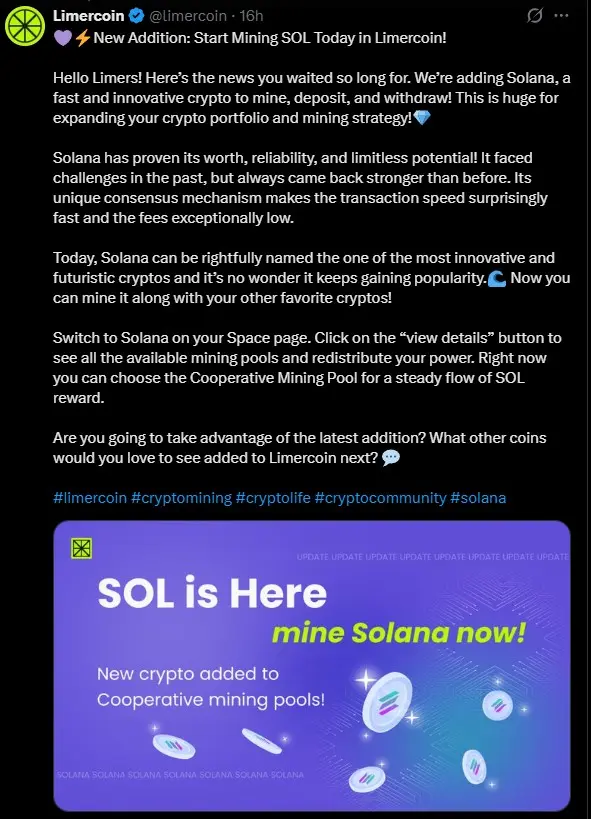 Solana Limercoin Update